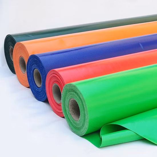 Material tejido lona colorida del bolso del PVC 500d